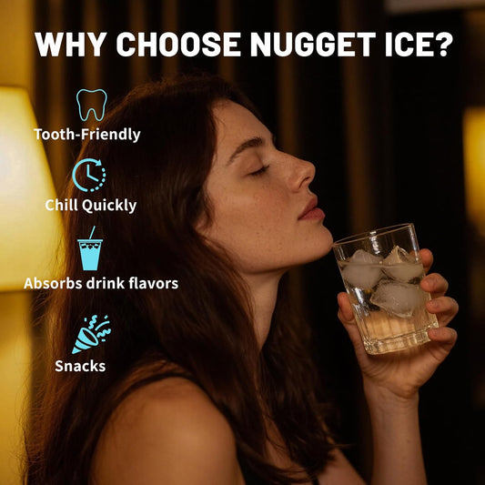 Limited-Quantity Anniversary Deal:Countertop Nugget Ice Maker with Chewable Soft Ice, 35lbs/24Hrs | High Capacity,Self-Cleaning&Automatic Dispensing,Quiet 45dB